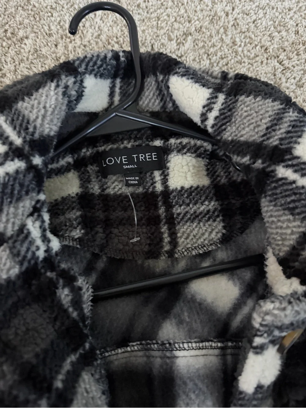 Love Tree Black & White Plaid Button-Up Jacket